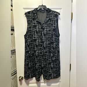 Black and White Geometric Sleeveless Dress